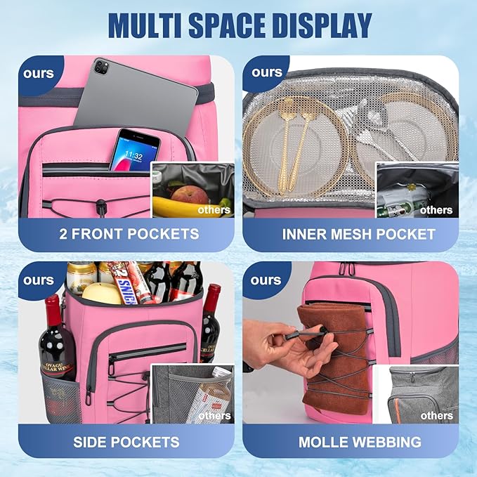 Backpack Cooler Insulated Leak Proof for Men Women 36 Cans Soft Cooler Backpack Insulated Waterproof Large Capacity Coolers Bag Portable for Lunch Camping Travel Picnic Hiking