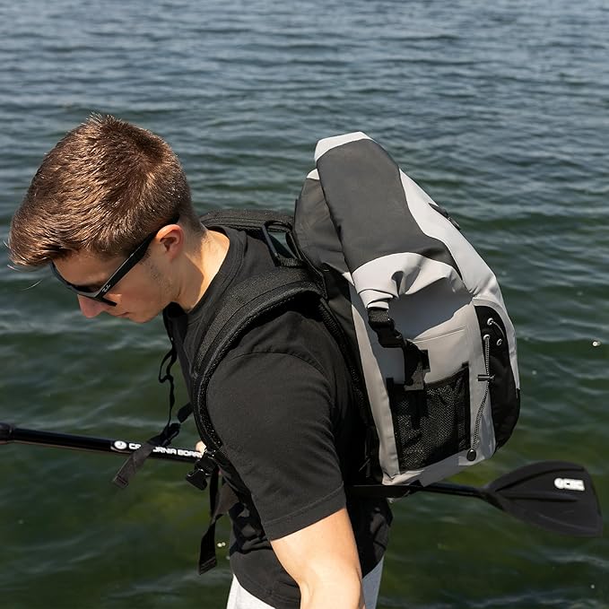 geckobrands Paddler Waterproof 45L Backpack, Large Dry Bag with Padded Shoulder Straps, Waist Strap, Chest Strap
