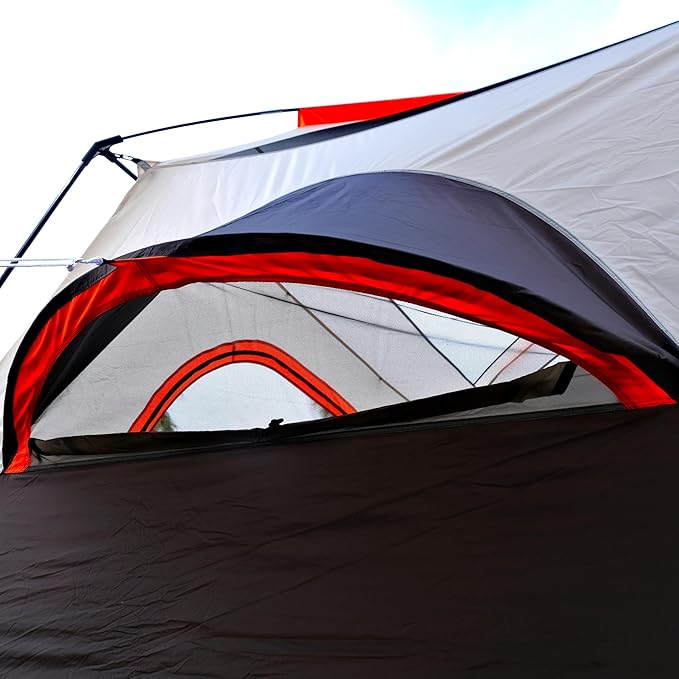 KTT Extra Large Tent 12 Person,Family Cabin Tents,Full Rainfly,2 Bay-Windows,2 Rooms and 3 Doors 3 Windows with Mesh,Waterproof,Straight Wall,Double Layer,Big Tent for Outdoor,Picnic,Camping