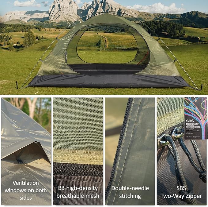 1/2 Person Backpacking Tent for 4 Season, Winter Ultralight Extreme Cold Weather Tents for Camping Easy Setup Waterproof Double Layer Tent for Family Outdoor Hiking Mountaineering
