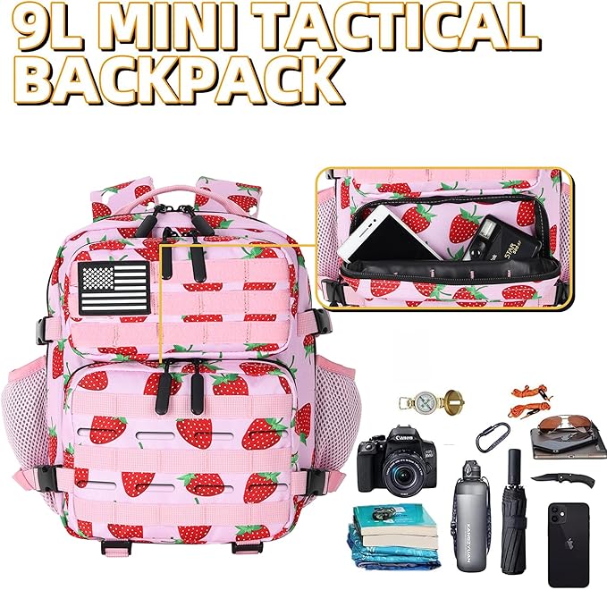 9L Mini Tactical Backpack for Men and Women Tactical Backpack Small for Hiking Small Tactical Bag Fitness Pack