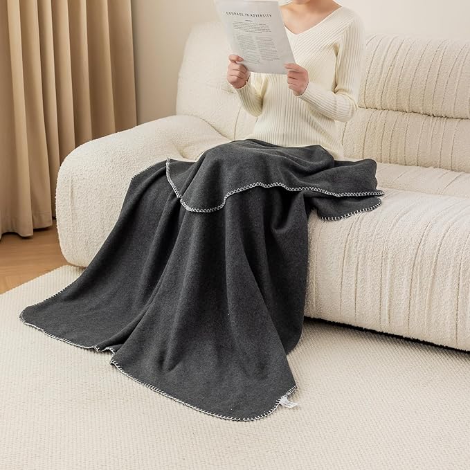 CAI TENG Fleece Blankets Bulk 6 Pack Throw Blanket 50 X 60 inch Lightweight Warm Soft Cozy Pet-Friendly Kids Blanket Solid for Sofa Bed Wedding Yard Dark Grey Melange