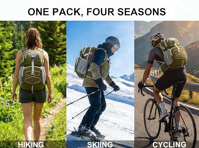 Hydration Backpack with 2L Bladder – Thermal Insulated Water Pack for Hiking, Skiing, Running – Lightweight Daypack for Men & Women, Soft-Lined Sunglasses Pocket & Large Waist Pockets