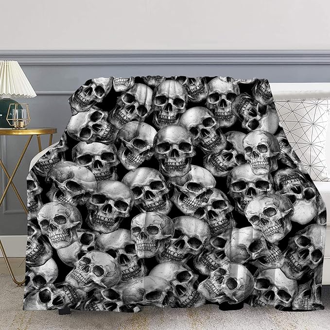 Skull Blanket, Skull Gifts for Women Men, Soft Blanket for Room Decor, Cozy Throw Blankets for Couch Bed Sofa 60" X 50"