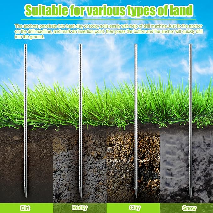 Gisafai 24 Pcs 16inch Ground Rebar Stakes Metal Heavy Duty Stakes Ground Landscape Anchors Spike Garden Stake Edging Spikes Plant Support with Chisel Point End for Concrete Timber Garden Tent Camping