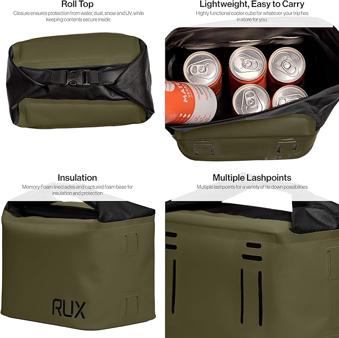 RUX 5L Cooler Cube - Our Small Cooler Bag is A Compact, Insulated Soft Cooler Perfect for Camping, Daily Carry, Or Van Life. Weatherproof, Modular, and Built to Go Anywhere.
