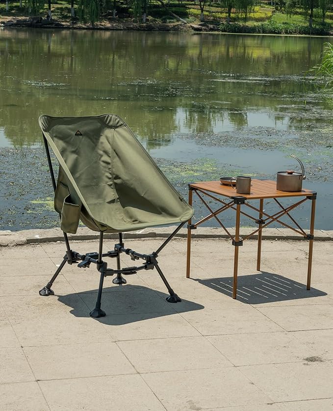 iClimb Two-Heights Light Compact Comfortable Camping Folding Beach Chair with Anti-Sinking Large Feet and Carry Bag
