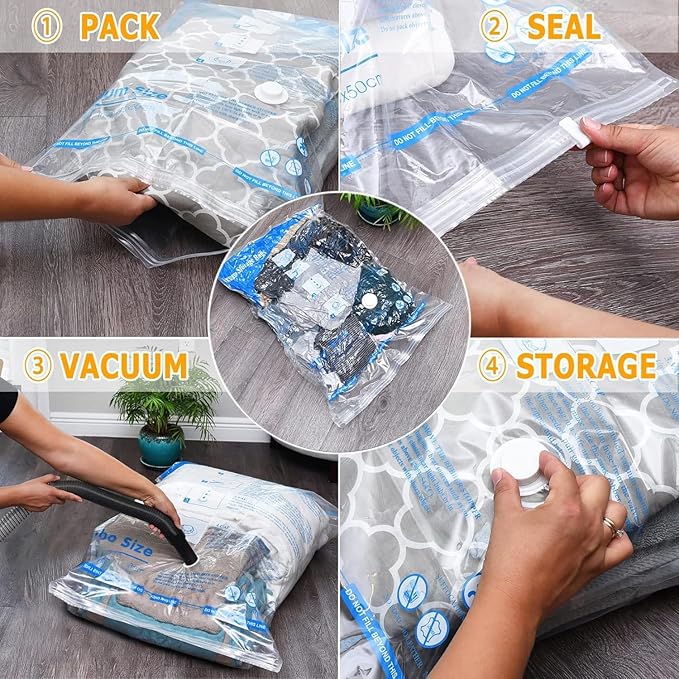 MEIQIHOME Vacuum Storage Bags, Space Saver Sealer Bags,Vacuum seal bags for clothing, Pillows, Comforters, Blankets, Bedding,Travel,10 Jumbo
