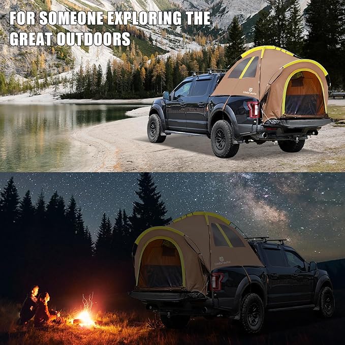 Umbrauto Truck Bed Tent, Waterproof PU2000mm Single Layer Truck Tents for 5.5-5.8'Ft, Full Size Pickup Tent Camping for 2 Person with Carry Bag, brown(Single layer)