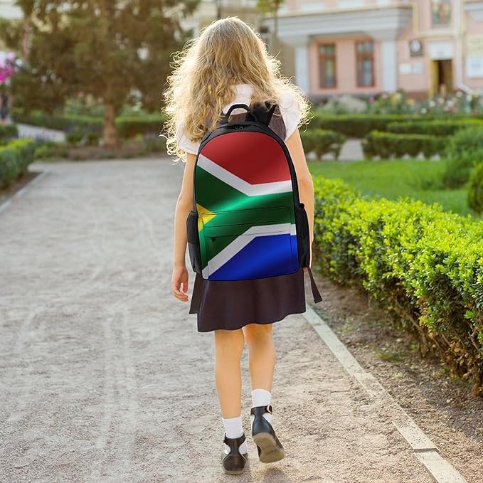 Men Women Lightweight Flag Of South Africa Casual Daypack Big Capacity Bookbag With Padded Straps for Gym Travel Walking Cycling