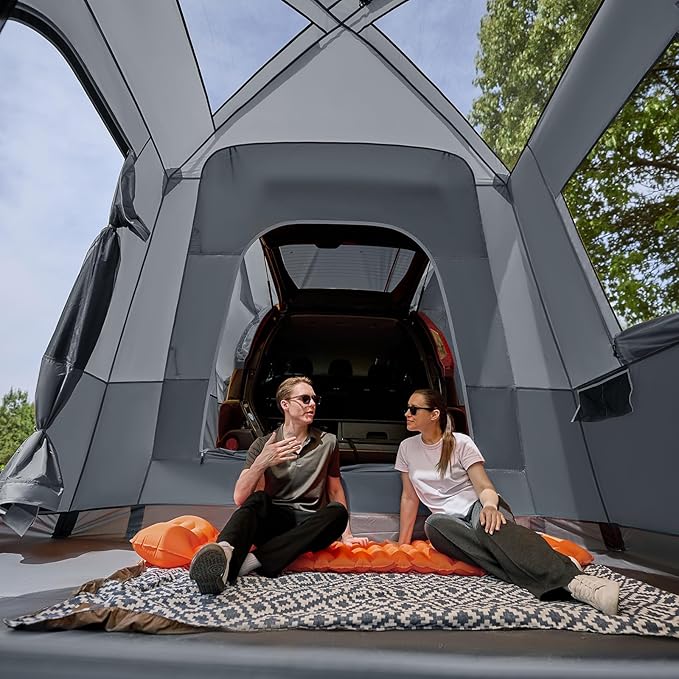 TIMBER RIDGE 5-9 Person SUV Tent with Screen Porch and Awning for Family Camping, Weather Resistant and Portable Van or Car Tent, Includes Rainfly and Storage Bag, 13' W X 10' L X 7.1' H