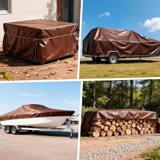 Tarp 12x16FT, 16 Mil Heavy Duty Large Tarps, Waterproof Tarp with Brass Grommets and Reinforced Edges, UV Resistant, Tear&Fade Resistant Poly Tarp for Outdoor Camping Pool Car Tent