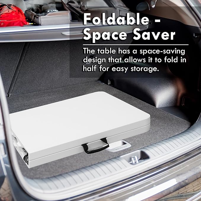 4ft Table, Adjustable Height Table with Foldable, Easy to Carry, for Family Gatherings, Outdoor Gatherings, Indoor