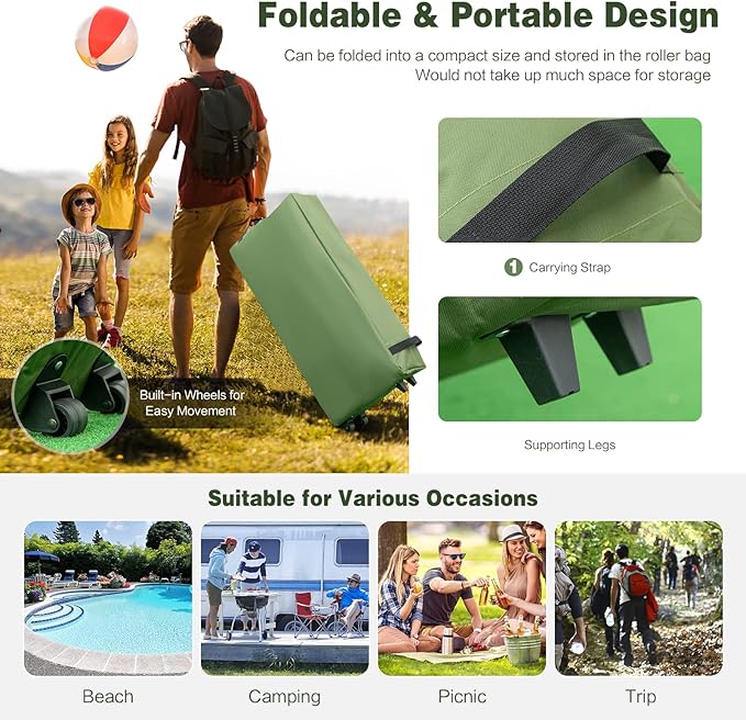DORTALA 2-Person Tent Cot, Foldable Elevated Camping Tent w/Air Mattress & Sleeping Bag, Portable Dome Camping Tent Cot for Hiking, Camping & Picnic
