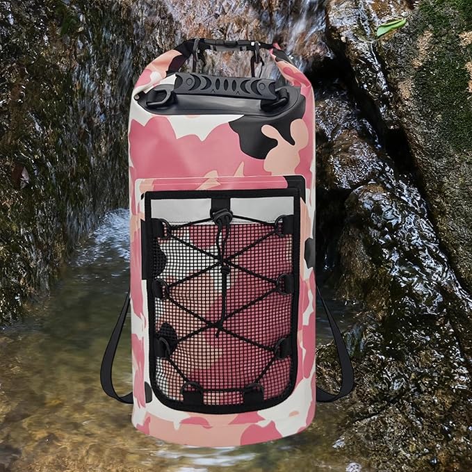 Yiju Waterproof Dry Bag Backpack Durability Lightweight Multifunctional Storage Bag for Travel Boating Camping Hiking, Pink
