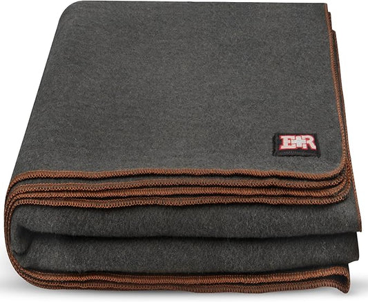 Military Wool Blanket 80% Wool - Warm, Washable, Perfect for Outdoors, Camping, Picnics, Travel, Car & Bushcraft Emergency Blanket, 96" x 66", 5 lbs. - Grey – Twin Size