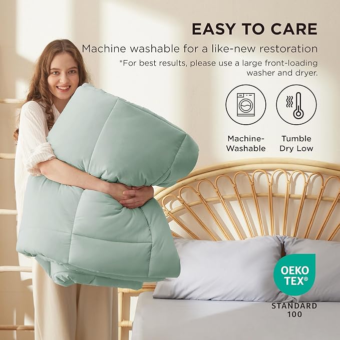 Bedsure Comforter Duvet Insert - Quilted Comforters Twin XL Size, All Season Duvet, GentleSoft Down Alternative Bedding, with 8 Tabs, Gifts for Women/Men, Sage Green, Twin XL 92 x 68 Inches