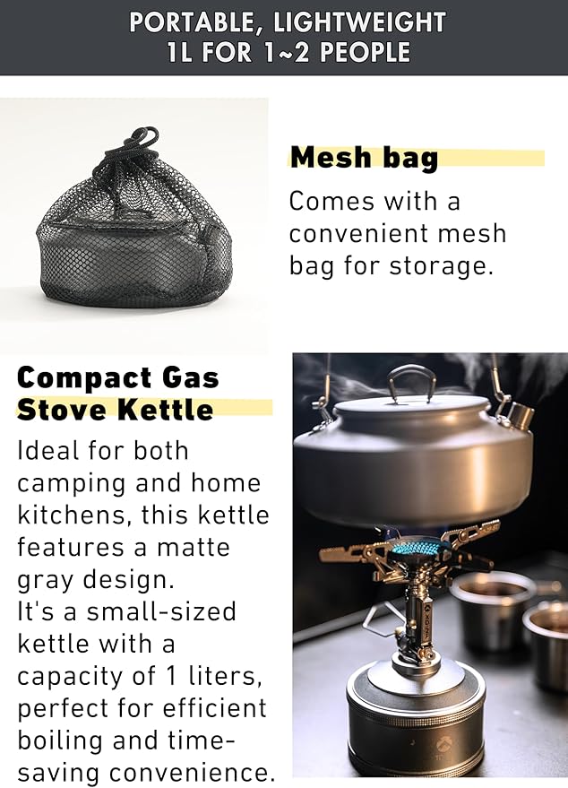 CAMPINGMOON 0.8L Camping Kettle Coffee Tea Pot Portable Ultra-Light S800