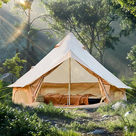 Bell Tent for Family Camping, 9.8/13.1/16.4 FT Yurt Tent with Stove Jack, 4 Season Oxford Tents for Outdoor Party, Hot Tent Shelter Fits 3-4 People