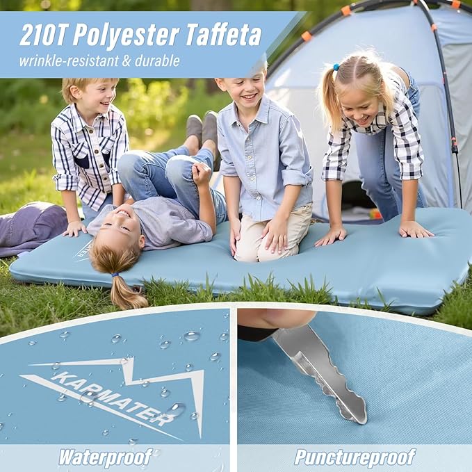M KARMATER Self Inflatable Sleeping Pad, 3.1" Ultra-Thick Memory Foam Camping Pad，Fast Inflate & Deflate with Air Pump，Insulated Camping Mattress Pad for Car Travel Tent, Camping, All Season Use