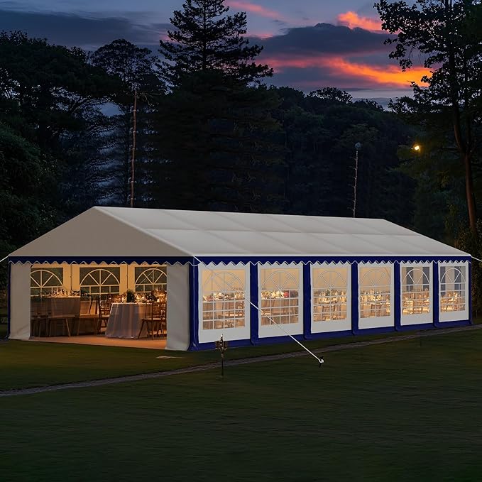 MFSTUDIO 20'x40' Party Tent, Outdoor Heavy Duty Party Tents with Removable Sidewalls, Large Canopy Tent Shelter for Outdoor Events Wedding Birthday, Blue