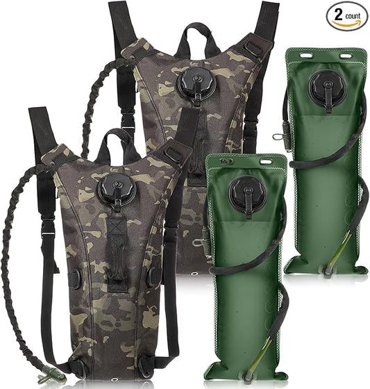 Sanwuta 2 Pcs Hydration Backpack with 3 Liter Water Bladder Tactical Lightweight 17.72 x 7.87 Inch Hydration Pack Backpack Water Backpack Hydration Bag Water Bag for Hiking Running