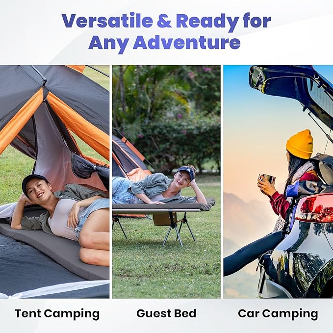 Hazli Matrix Comfort-Cell Memory Foam Camping Mattress Pad - Roll Up Mattress for Adults - Portable Cot Sleeping Pad for Camping - Floor Mat or Bed Roll for Car, SUV