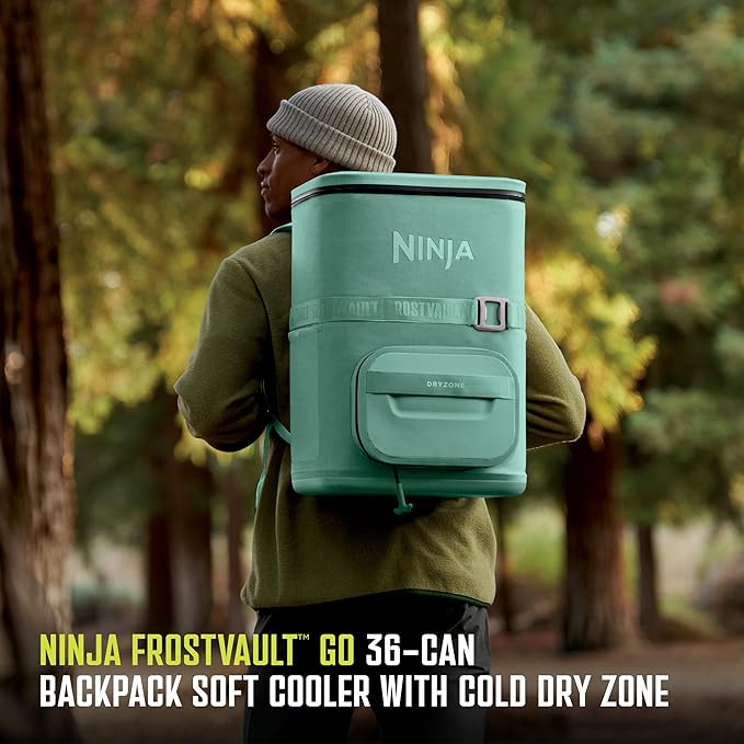 Ninja FrostVault Go Can Soft Cooler, 24/36 Can, Leak Proof, Built-In Cup Holder, 2 Ice Packs & Dry Storage Drawer, Polyester Insulation, Hiking, Camping, Picnic