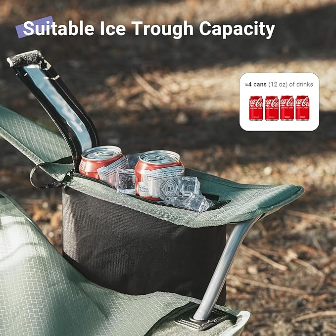 Camping Chairs Lawn Portable Foldable Camp Folding Lightweight Chair for Adults with Drink Holder and Cooler Pouch Outdoor for Camping, Lawn, Sports, Picnic, Music Festival, Gray Black