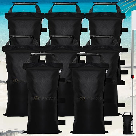 8 Pack (NO Sand) SANWAY 280 LBS Sand Bags for Canopy -Portable and Durable to Secure Tents, Canopies, and Umbrellas at Outdoor Events (Black)