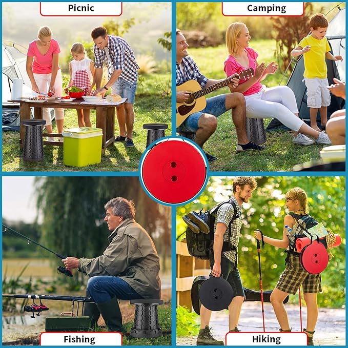 2-Pack Collapsible Stool, Load Capacity 400lbs, Lightweight Yet Sturdy, Upgraded Portable Stool for Camping Fishing Hiking BBQ