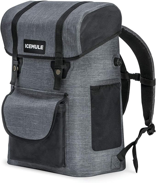 ICEMULE Urbano Backpack Cooler – Padded Straps, 100% Waterproof, 24+ Hours Cooling, Soft Sided Cooler for Hiking, Camping & Picnics, 30 Liter, Fits 20 Cans + Ice, Snow Grey
