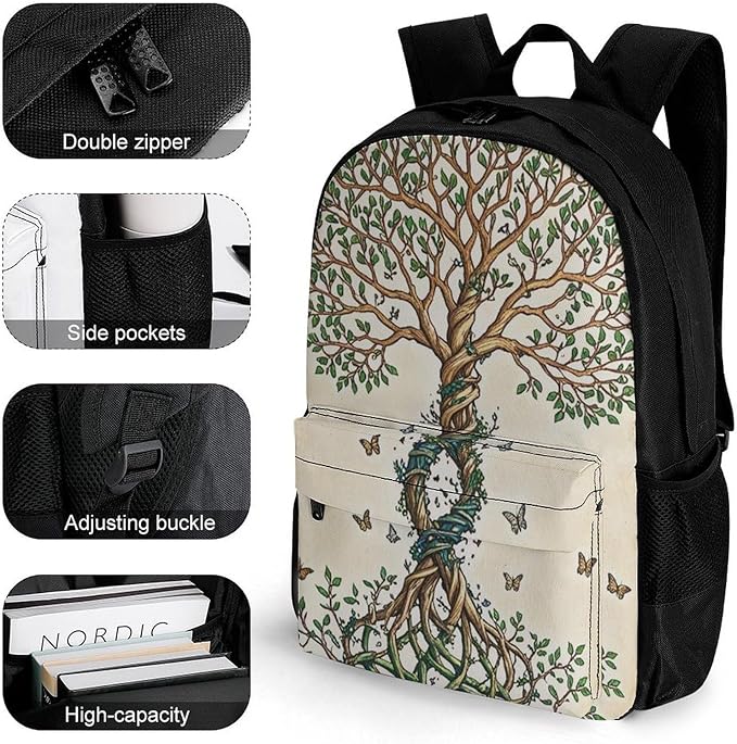 Supdreamc Rucksack Anti-Theft Multipurpose Large Capacity Carry On Bag, Dna Tree Of Life Travel Hiking Bag Day Pack With Side Pockets