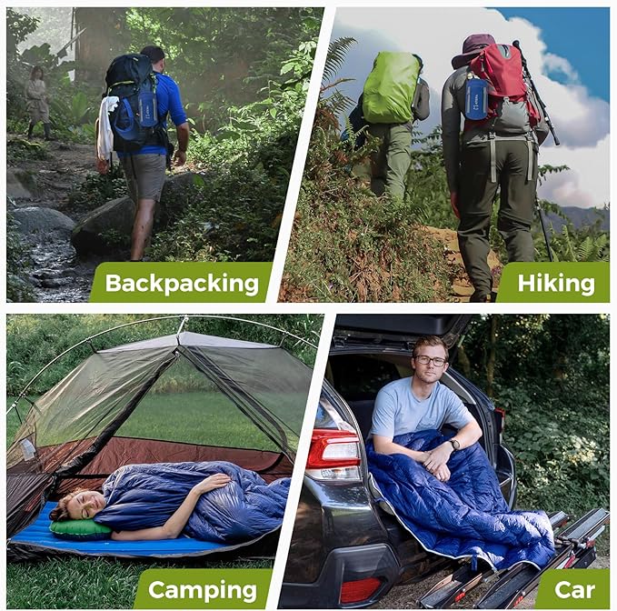 ATEPA Down Sleeping Bag for Adults, 650FP Ultralight 3 Season Compact Packable Sleeping Bag with Compression Sack for Camping Backpacking Hiking