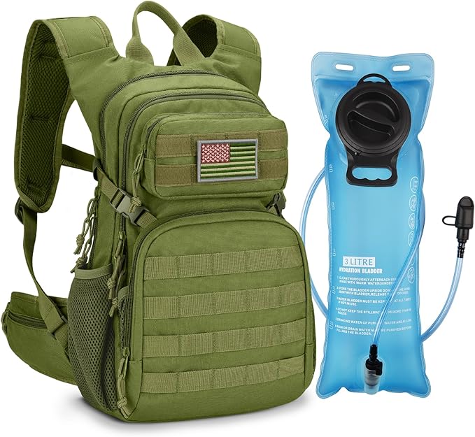 CVLIFE Hydration Backpack with 3L TPU Tactical Water Bladder, 22L Hiking Backpack for Men Women, Heavy Duty Molle Water Backpack with Multiple Compartments for Cycling Running Hunting Camping