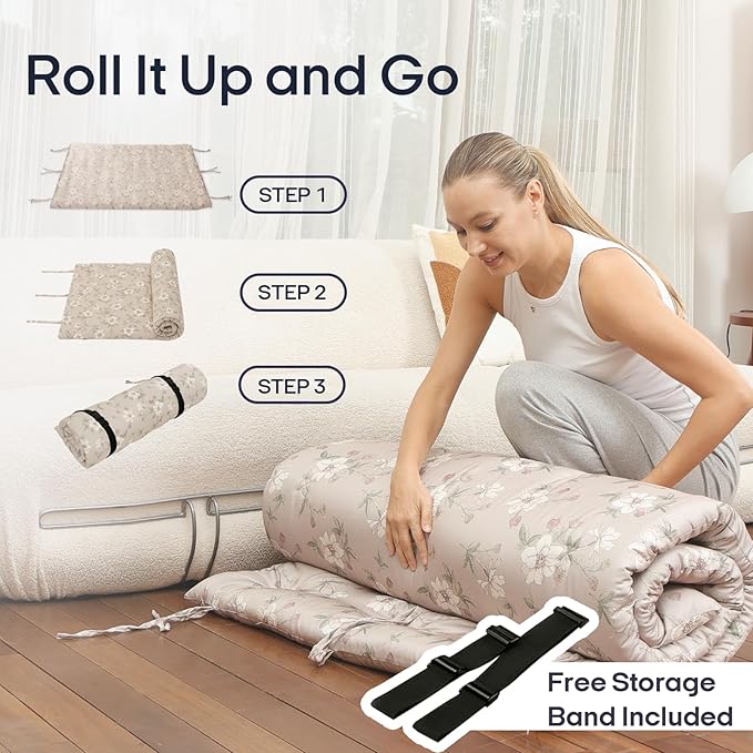 Syrinx Water Resistant Japanese Futon Mattress, Twin Size 75"x39", 2.5 Inch Thick Japanese Floor Mattress Tatami Mat, Foldable Floor Bed Sleeping Pad for Dormitory Guest Room Camping