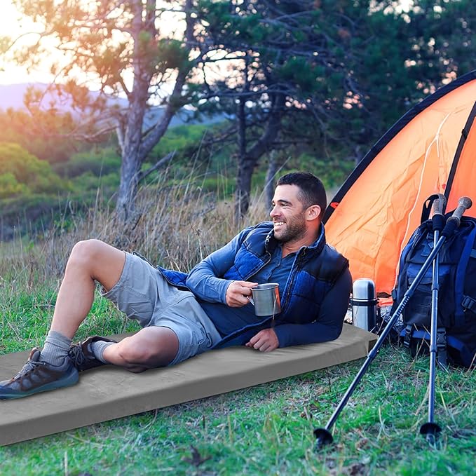 Tangkula Memory Foam Sleeping Pad, Roll Up Floor Mattress with Carry Bag, Non-Slip Bottom, Guest Floor Folding Bed for Sleepover, Portable Camping Mattress for Indoor Outdoor Car Travel Cot Tent