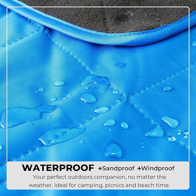 BRAWNTIDE Large Outdoor Waterproof Blanket - Extra Thick Fleece, Warm, Windproof, Sandproof, Quilted, 82" x 55", Ideal for Beaches, Picnics, Camping, Stadiums, Dogs, Car