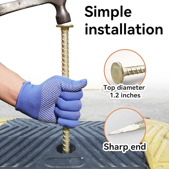 30 Inch Long Rebar Stakes - 9/16 Inch Diameter Heavy Duty Asphalt Anchors, Galvanized Steel Ground Spikes for Speed Bump, Wheel Stop, Tent and More (10 Counts)