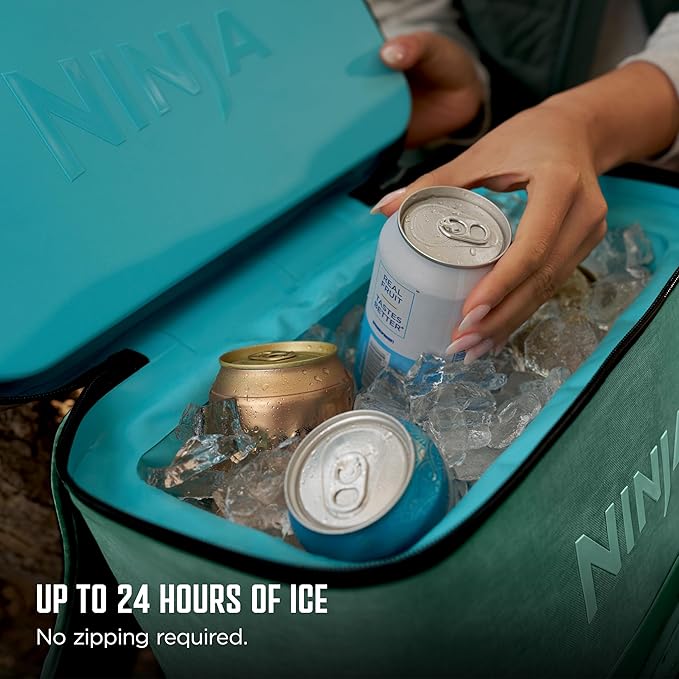 Ninja FrostVault Go Can Soft Cooler, 24/36 Can, Leak Proof, Built-In Cup Holder, 2 Ice Packs & Dry Storage Drawer, Polyester Insulation, Hiking, Camping, Picnic
