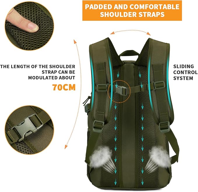 HUNTVP 10L/20L/30L Tactical Backpack Military MOLLE Backpack Rucksack Gear Tactical Assault Pack for Hunting Camping Trekking (20L-Army Green)