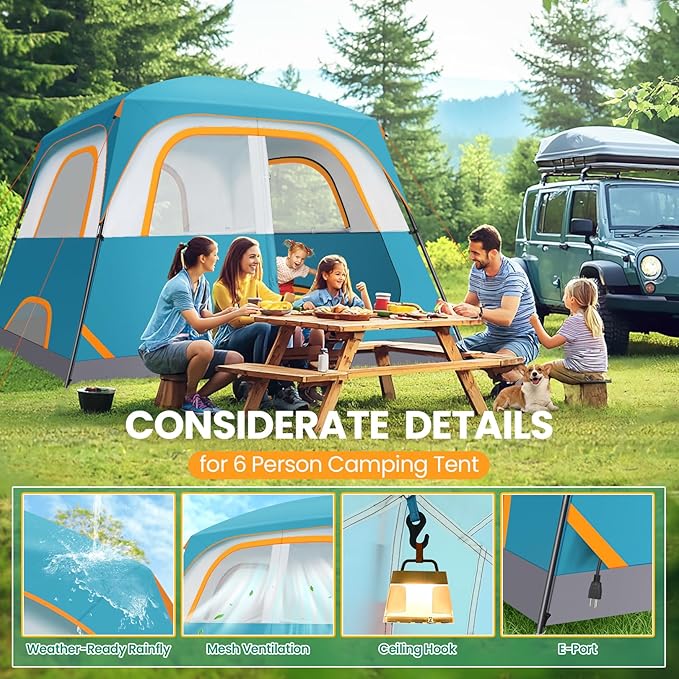 COBIZI 4-6-8-10 Person Camping Tent, Spacious Family Tents for Camping Ideal, Hiking, 3500mm Waterproof Double-Layer Windproof Tent for Hiking & Backpacking