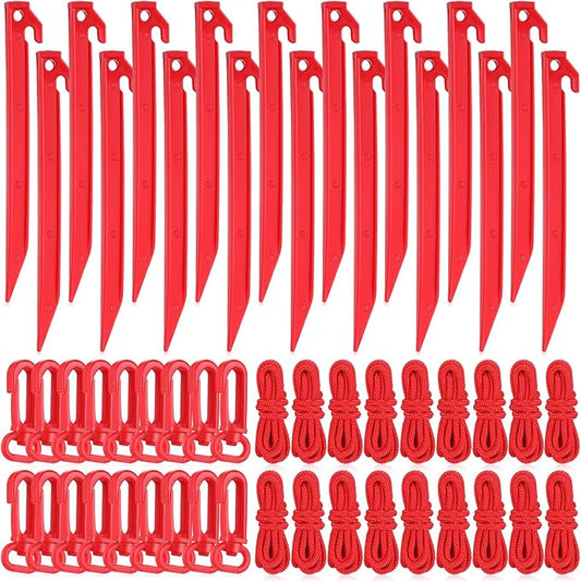 Yinkin 18 Sets Inflatable Stakes Replacement Yard Inflatable Plastic Stakes and Tethers for Halloween Lawn Tents Pegs Outdoor Camping Canopy