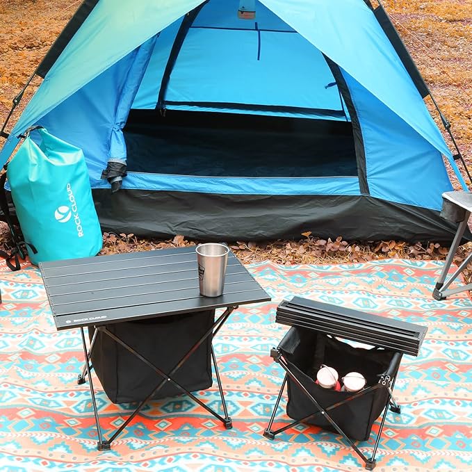 ROCK CLOUD Portable Camping Table Ultralight Aluminum Camp Table with Storage Bag Folding Beach Table for Camping Hiking Backpacking Outdoor Picnic, Size M