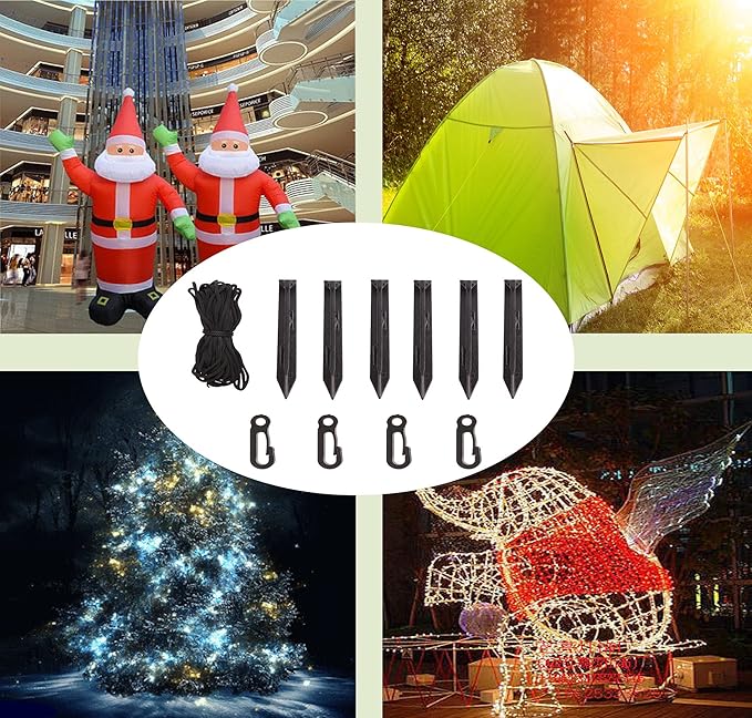 BEISHIDA Holiday Inflatable Replacement Accessories Including Plastic Piles and Tether Hooks Replacement Yard Inflatable Accessories Gardens and Home lawns 14PSC Black