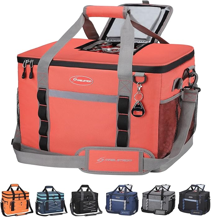 Maelstrom Collapsible Soft Cooler Bag, 24/30/60/75 Cans Beach Cooler, Ice Chest, Leakproof & Portable for Beach, Camping, Road Trips & Grocery Shopping