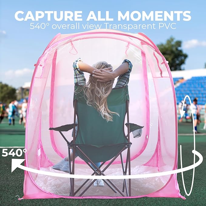 All Weather Proof Pod,Outdoor Weather Tent Sports Pod,540°View Bubble,Pop Up Screen House with Carry Bag,Screen Room for Sport Event,Camping,Fishing,Cheering