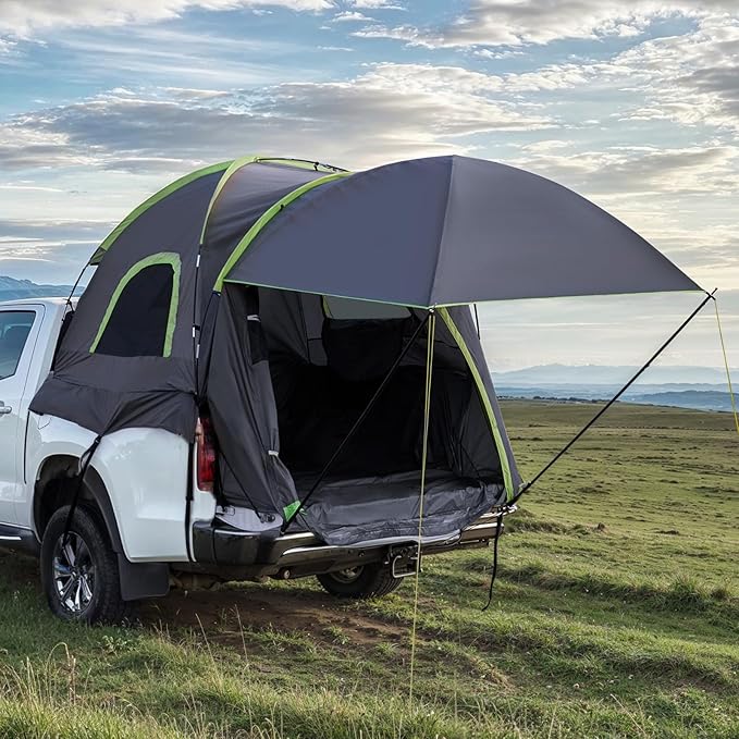VEVOR Pickup Truck Tent, Fits 5.0-8.2 ft Truck Tents for Camping, Waterproof PU2000 mm 2-3 Person Sleeping Truck Bed Tent, Sturdy Truck Bed Camper Shell with Expandable Awning, Rainfly, Storage Bag