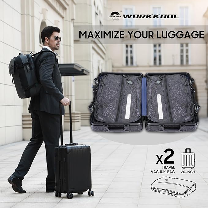 41L Vacuum Packing Cubes for Travel with Pump,Waterproof Travel compression bags for Suitcase, Luggage, Backpack with Manual Air Pump (Grey,Large Volume 41L,2-PACK)