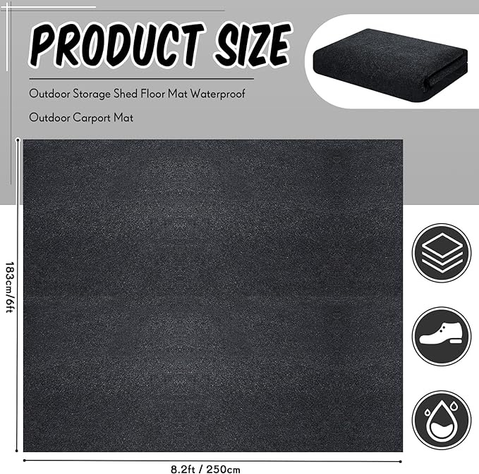 Haull Shed Floor Mat 6 x 8.2 ft Outdoor Waterproof Nonslip Durable Storage Sheds Protector Rug for Carport Patio Garage Garden Spring Summer Outdoor, Storage Shed Not Included